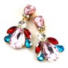 Beaute Earrings Clips ~ Pink with Red and Aqua*