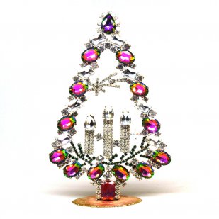 Tree with Three Candles Decoration 17cm ~ Vitrail Clear*