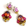 Grand Mythique Earrings Pierced ~ Extra Topaz Fuchsia*