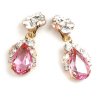 Fountain Clips-on Earrings ~ Clear Crystal Pink