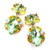 Floralie Earrings II Pierced ~ Peridot Yellow with AB*