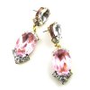 Ovals Earrings Pierced ~ Extra Pink with Clear*