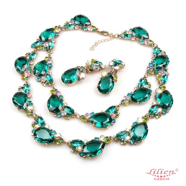 Effervescence Necklace Set ~ Emerald Green : LILIEN CZECH, authentic Czech  rhinestone jewelry