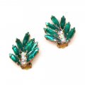 Leafs Earrings with Clips ~ Emerald*