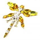 Dragonfly Brooch Extra Large ~ Yellow Clear*