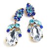 Fountain Earrings for Pierced Ears ~ Aqua Tones with Clear