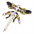 Dragonfly Brooch Extra Large ~ Black Diamond with Violet*