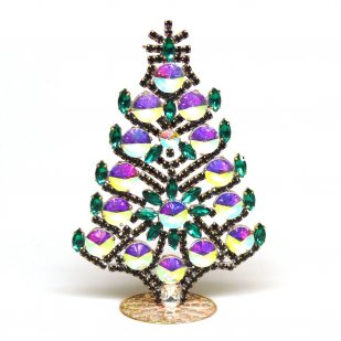 Rivoli Xmas Standing Tree 12.5cm ~ AB Purple Emerald*