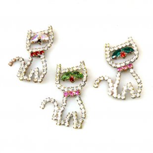 Cat Rhinestone Button*