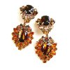 Aztec Sun Earrings Clips ~ Topaz Tones with Gold Topaz