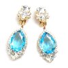 Tears Clips-on Earrings ~ Crystal Aqua