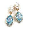 Tears Clips-on Earrings ~ Crystal with Silver Aqua