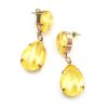 Raindrops Earrings Pierced ~ Opaque Silver Yellow