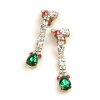 Venice Earrings with Clips ~ Clear Crystal with Emerald*