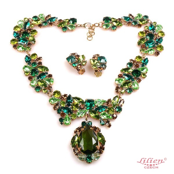 Effervescence Necklace Set ~ Emerald Green : LILIEN CZECH, authentic Czech  rhinestone jewelry