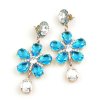 Flowers Earrings Pierced ~ Aqua