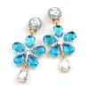 Flowers Earrings Clips-on ~ Aqua