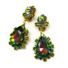 Heritage of History Earrings Clips ~ Green Vitrail*