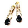 Gemini Earrings Clips ~ Clear Crystal with Black*