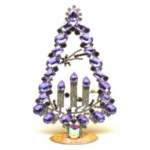 Tree with Three Candles Decoration 17cm ~ Violet Clear*