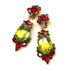 Mythique Clips-on Earrings ~ Extra Lime with Red and Emerald*