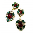 Alchemy Glam Earrings Clips ~ Extra Red Emerald Clear*