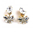 Clear Crystal Earrings Clips ~ Little Butterflies*