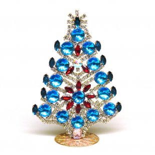 Rivoli Xmas Standing Tree 12.5cm ~ Aqua Clear Red*