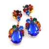 Fountain Earrings Pierced ~ Fruit Cocktail with Blue