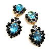 Aztec Sun Earrings Clips ~ Black with Aqua