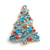 Zig-Zag Xmas Tree Brooch 7cm ~ Aqua Clear Red*