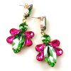 Carmen Earrings Pierced ~ Green with Fuchsia*