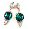 Taj Mahal Earrings Pierced ~ Clear with Silver Emerald*