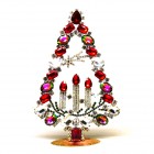 Tree with Three Candles Decoration 17cm ~ Red Vitrail Clear*