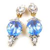 Taj Mahal Earrings Clips ~ Clear with Silver Sapphire