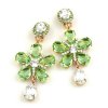 Flowers Earrings Clips-on ~ Peridot Green