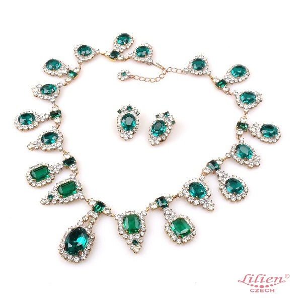 Effervescence Necklace Set ~ Emerald Green : LILIEN CZECH, authentic Czech  rhinestone jewelry