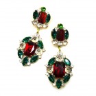 Alchemy Glam Earrings Pierced ~ Extra Red Emerald Clear*