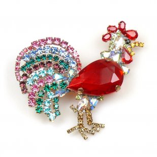 Rooster Brooch ~ Red