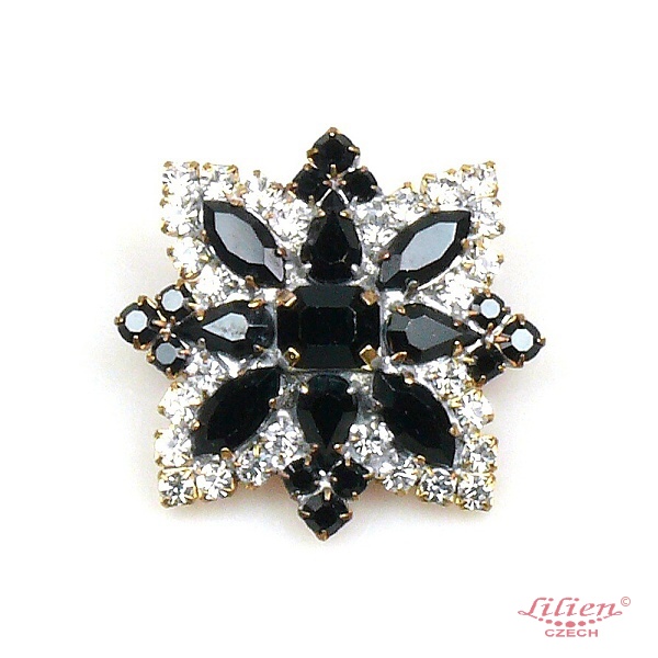 3 pc. Rhinestone Buttons Collection ~ Smoke Crystal Black : LILIEN CZECH,  authentic Czech rhinestone jewelry