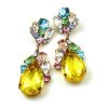 Fountain Earrings for Pierced Ears ~ Pastel Tones with Yellow