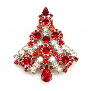 Xmas Tree Brooch #13 ~ Red Clear*