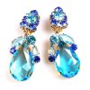 Fountain Clips-on Earrings ~ Aqua Tones with Aqua