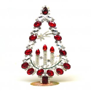 Tree with Three Candles Decoration 17cm ~ Clear Red*