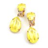 Raindrops Earrings Clips ~ Opaque Silver Yellow