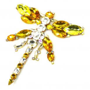 Dragonfly Brooch Extra Large ~ Yellow Clear*