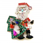 Santa with Tree Brooch