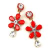 Flowers Earrings Clips-on ~ Red