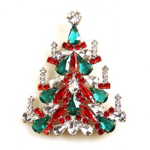 Xmas Tree Brooch #03 ~ Red Emerald Clear*