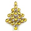 Xmas Teardrops Tree Brooch 10cm ~ Yellow Clear*